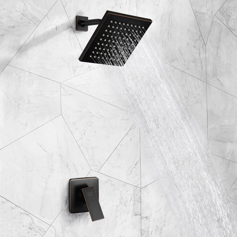 POP Sanitary ware Matte Black Shower Faucet Set, Bathroom Rainfall